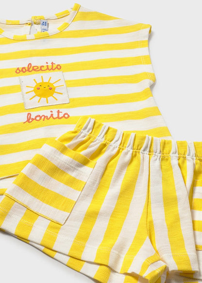 Mayoral Conjunto calção e t-shirt riscas bebé