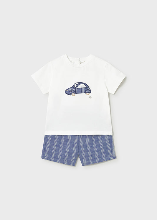 Mayoral Conjunto bermuda e camisa com linho bebé