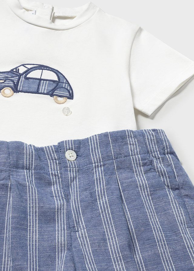 Mayoral Conjunto bermuda e camisa com linho bebé