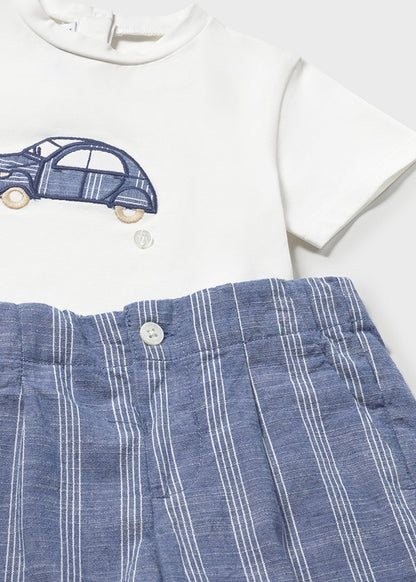 Mayoral Conjunto bermuda e camisa com linho bebé