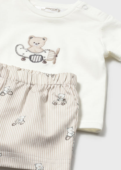Mayoral Conjunto calções t-shirt ursinho recém-nascido
