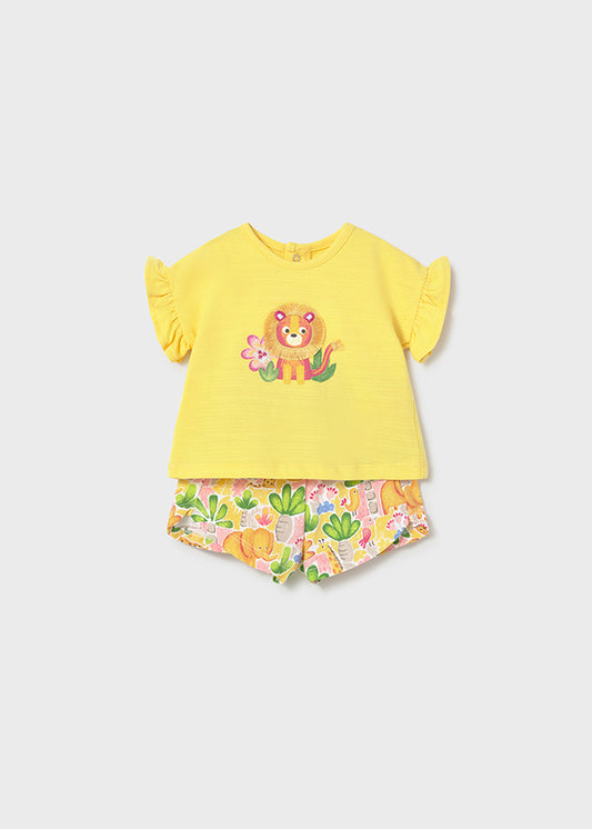 Mayoral Conjunto calções estampados e t-shirt recém nascida