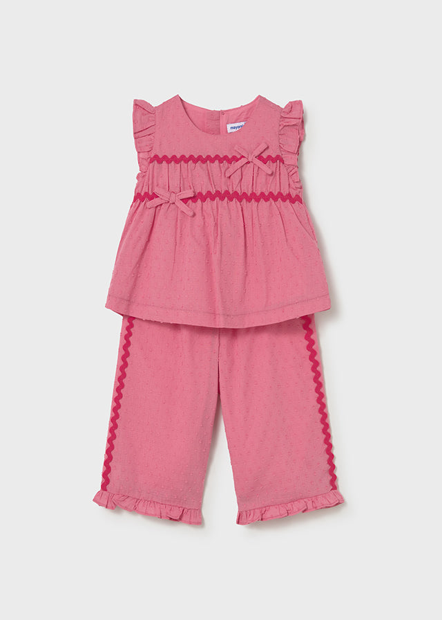 Mayoral Conjunto calças e blusa folhos bebé