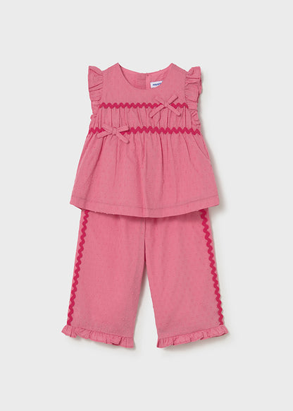 Mayoral Conjunto calças e blusa folhos bebé
