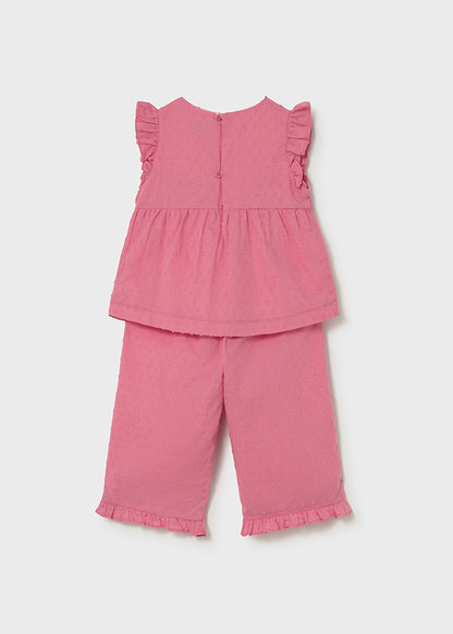 Mayoral Conjunto calças e blusa folhos bebé