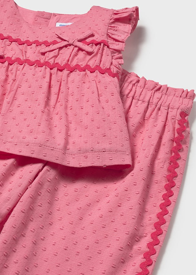 Mayoral Conjunto calças e blusa folhos bebé