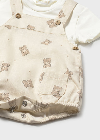 Mayoral Jardineira estampado com t-shirt recém nascido