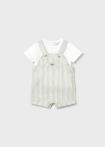 Mayoral Conjunto jardineira riscas e t-shirt recém nascido