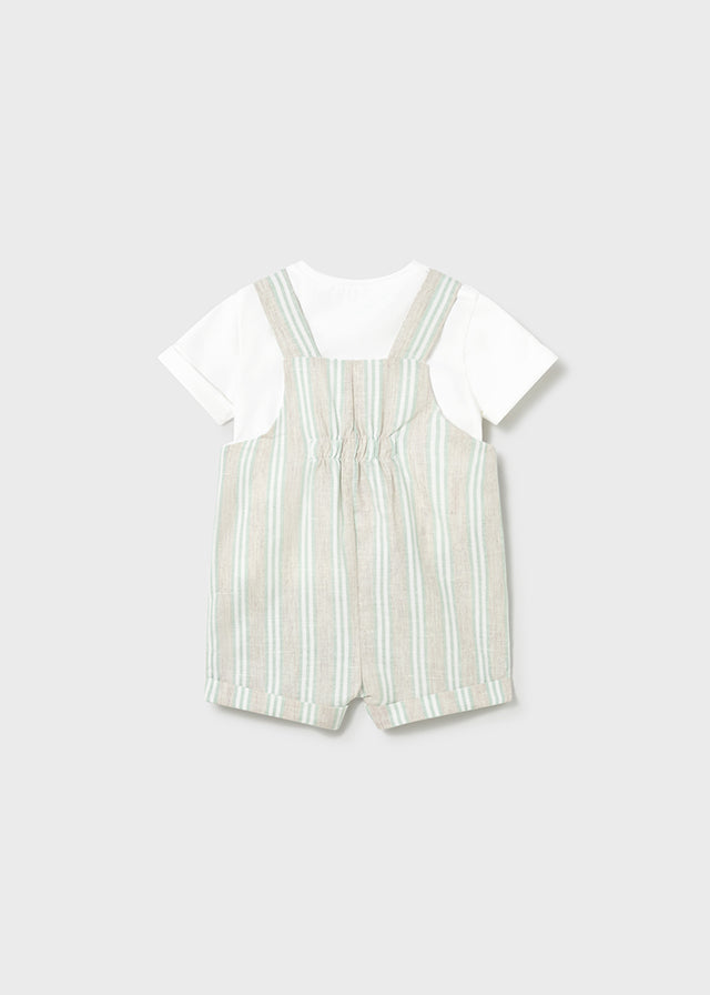 Mayoral Conjunto jardineira riscas e t-shirt recém nascido