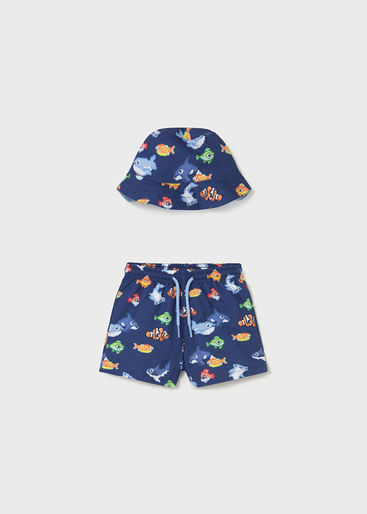 Mayoral Conjunto banho e gorro reversível proteção solar bebé