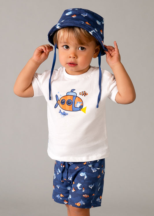 Mayoral Conjunto 3 peças com chapéu bebé