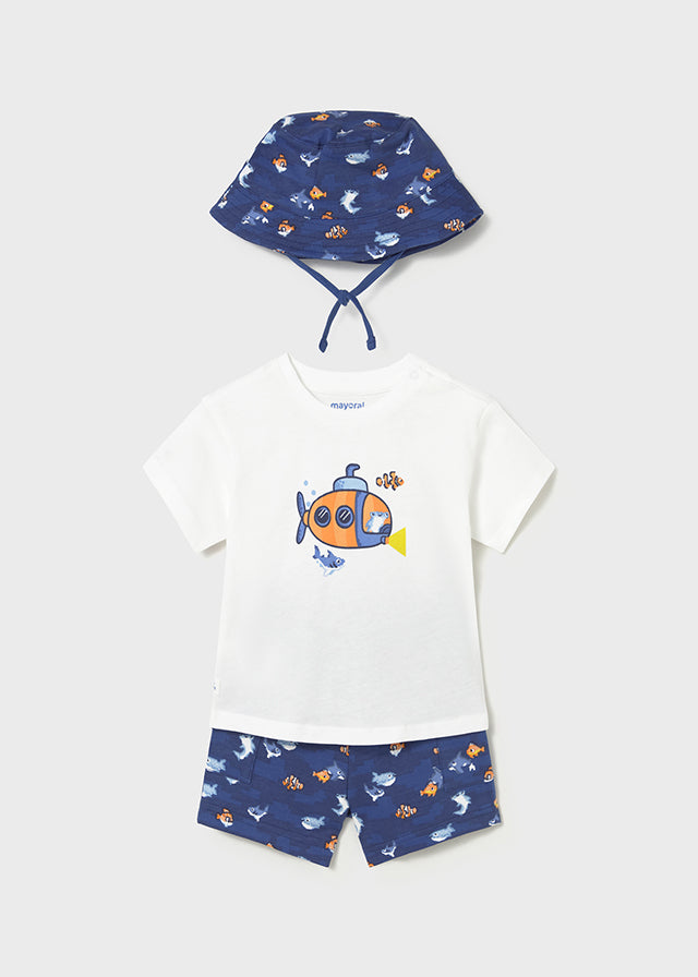 Mayoral Conjunto 3 peças com chapéu bebé