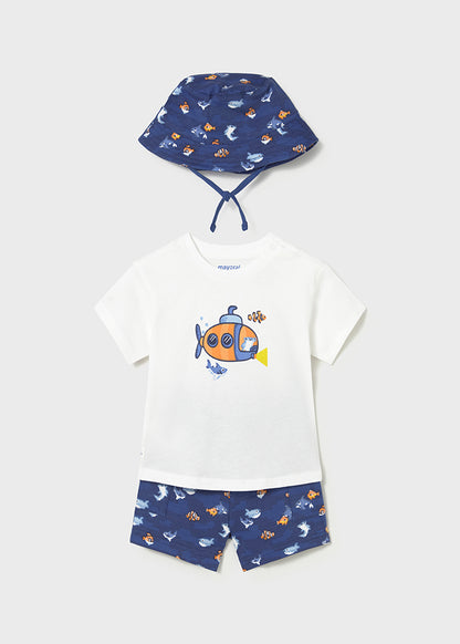 Mayoral Conjunto 3 peças com chapéu bebé