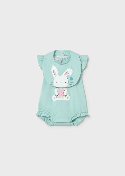 Mayoral Pijama curto folho com babete recém nascida