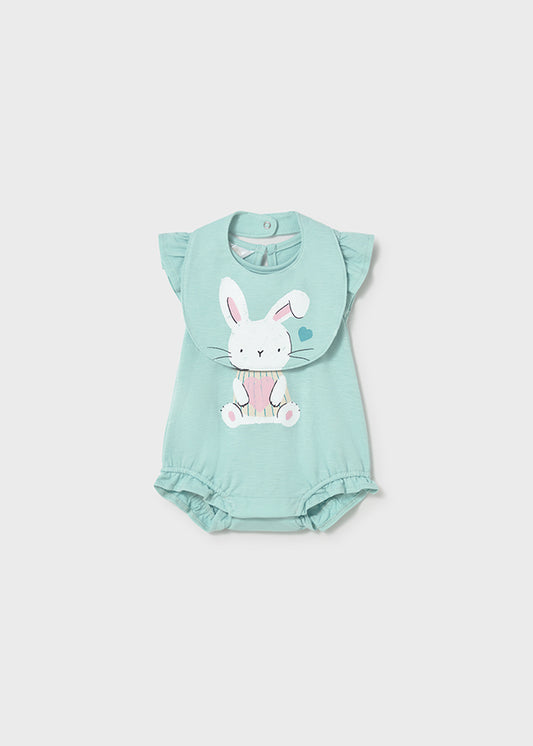 Mayoral Pijama curto folho com babete recém nascida
