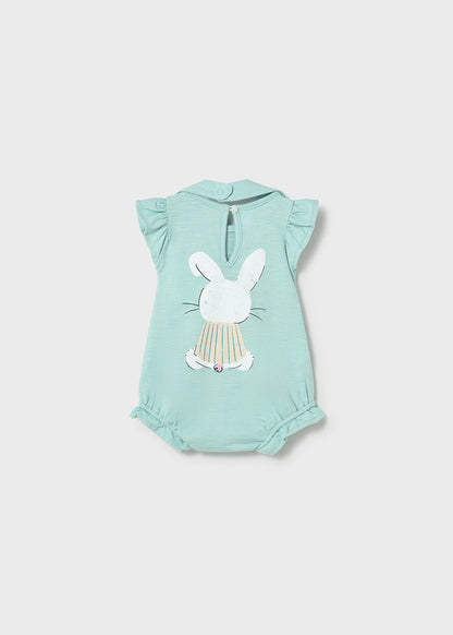 Mayoral Pijama curto folho com babete recém nascida