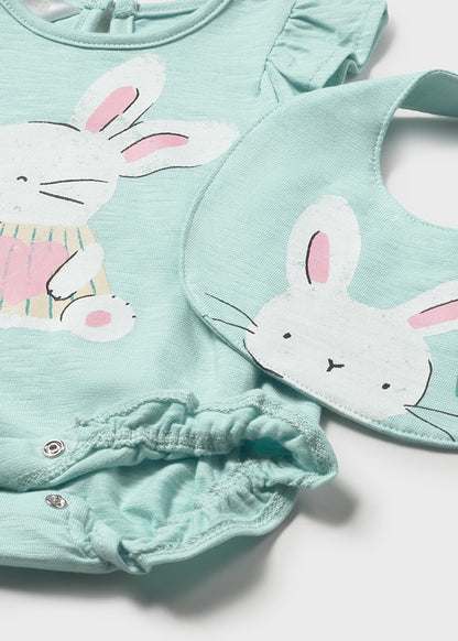 Mayoral Pijama curto folho com babete recém nascida