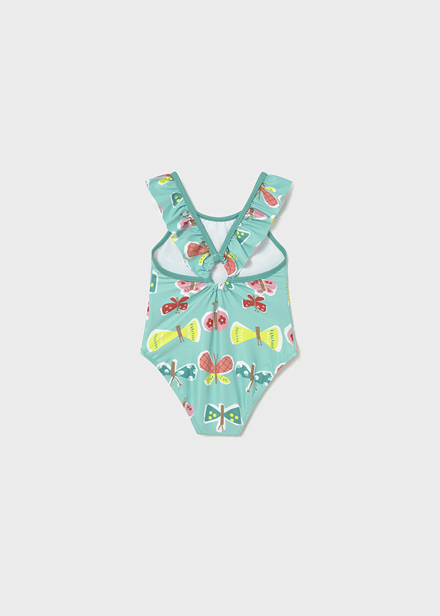 Mayoral Fato de Banho estampado folhos bebé