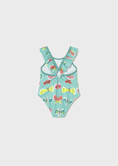 Mayoral Fato de Banho estampado folhos bebé