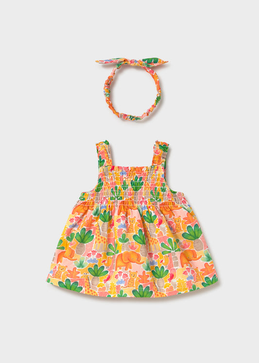 Mayoral Vestido estampado e fita recém nascida