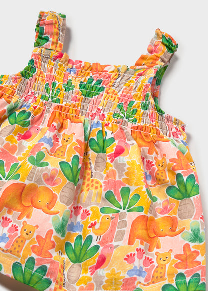 Mayoral Vestido estampado e fita recém nascida