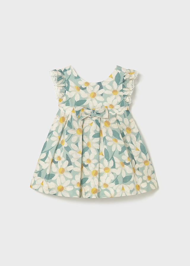 Mayoral Vestido cerimónia folhos e estampado flores bebé