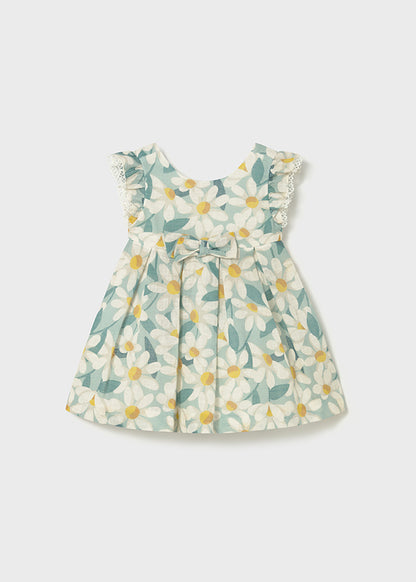 Mayoral Vestido cerimónia folhos e estampado flores bebé