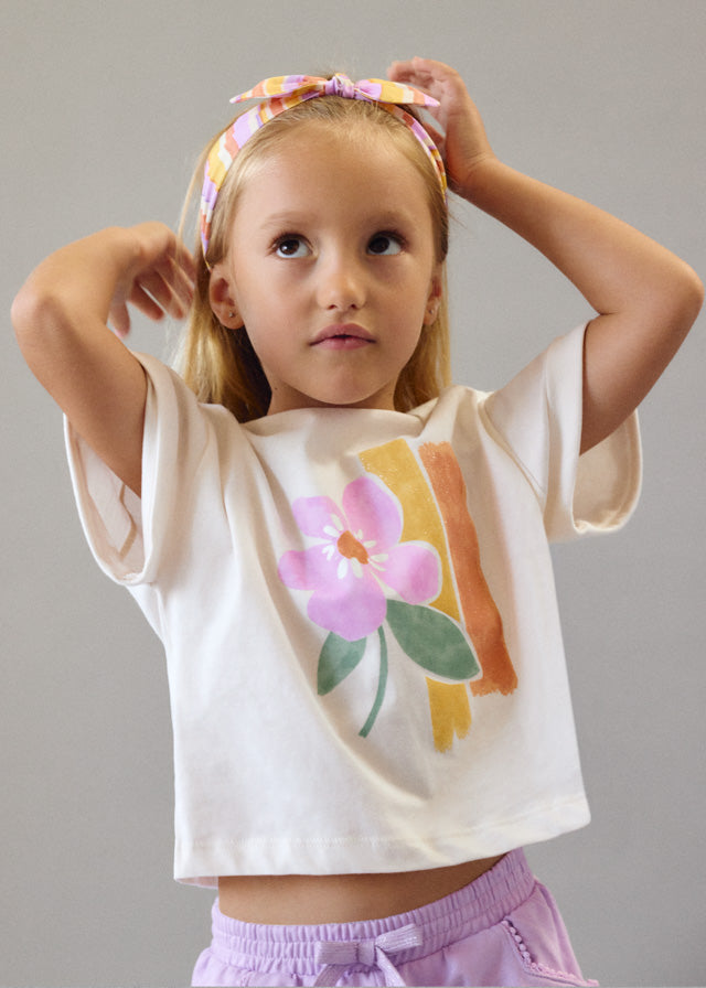 Mayoral T-shirt com fita cabelo estampado menina