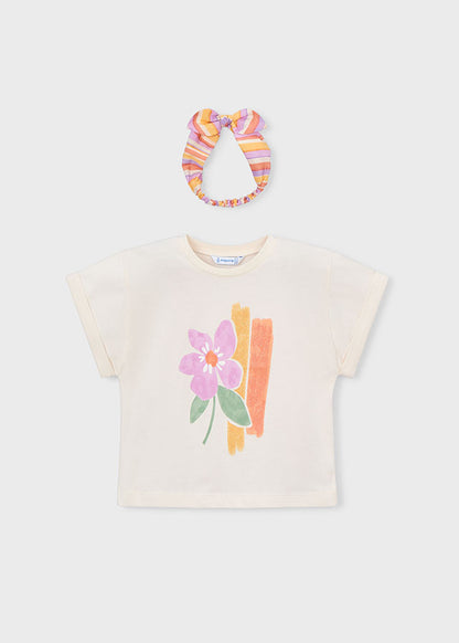 Mayoral T-shirt com fita cabelo estampado menina