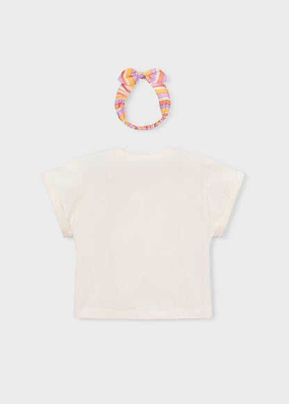 Mayoral T-shirt com fita cabelo estampado menina