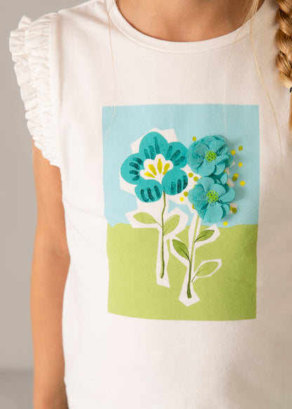 Mayoral T-shirt flores menina