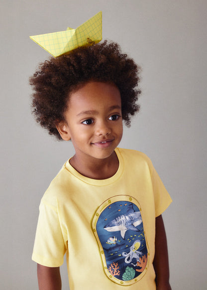 Mayoral T-shirt janela fundo marinho menino