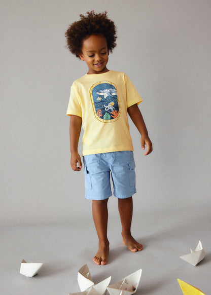 Mayoral T-shirt janela fundo marinho menino