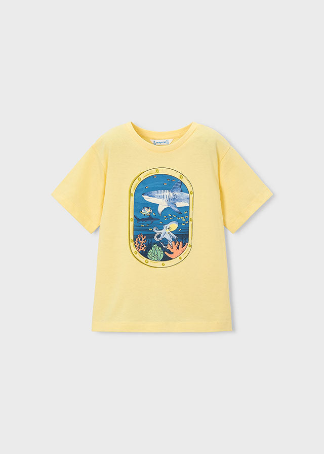 Mayoral T-shirt janela fundo marinho menino