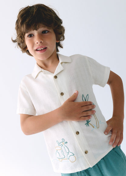 Mayoral Camisa detalhes bordados menino