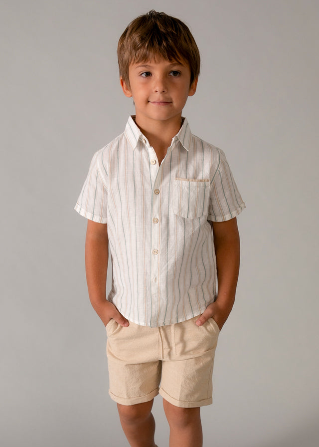 Mayoral Conjunto bermudas e camisa com linho menino