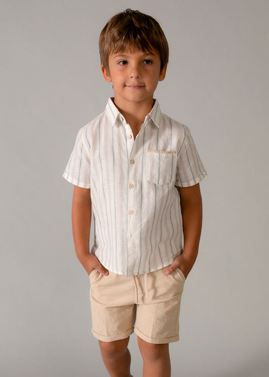 Mayoral Conjunto bermudas e camisa com linho menino