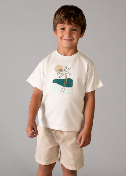 Mayoral Conjunto bermudas e t-shirt com bordado menino