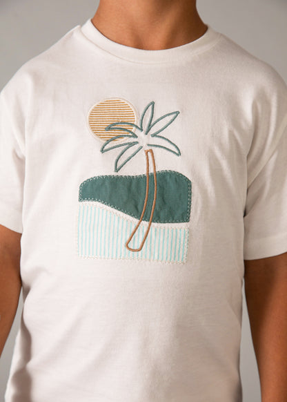 Mayoral Conjunto bermudas e t-shirt com bordado menino