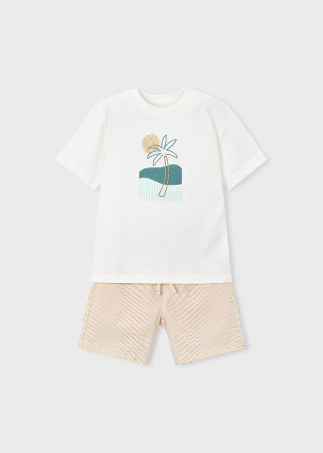 Mayoral Conjunto bermudas e t-shirt com bordado menino