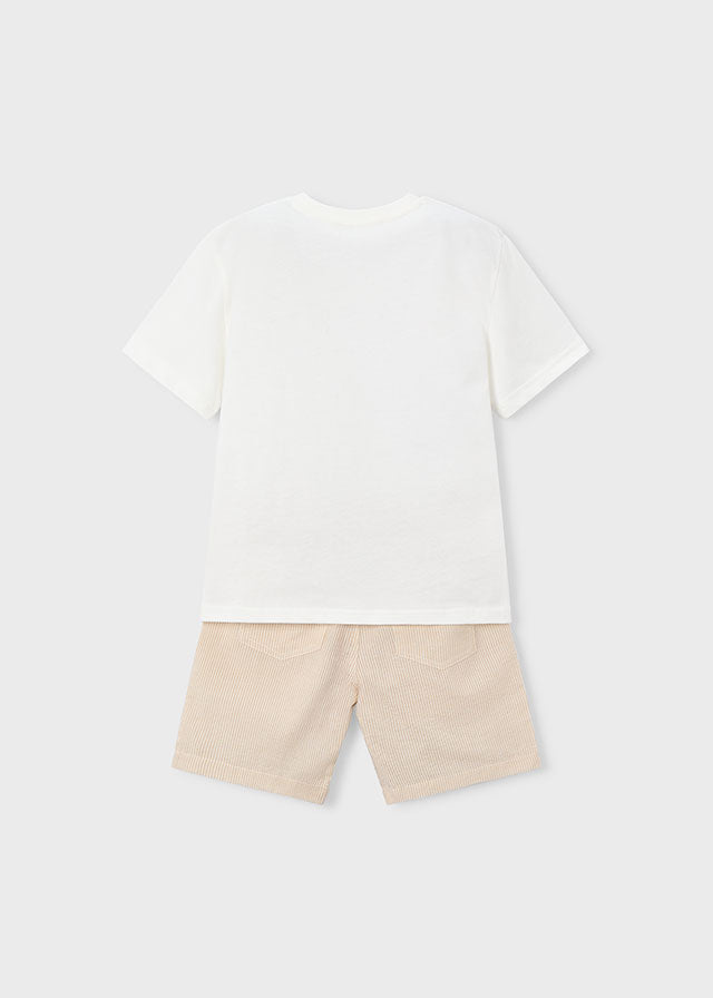 Mayoral Conjunto bermudas e t-shirt com bordado menino