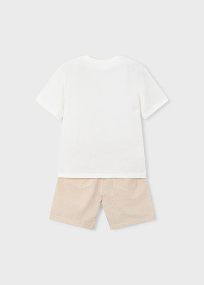Mayoral Conjunto bermudas e t-shirt com bordado menino