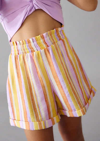 Mayoral Conjunto calção de riscas e t-shirt menina