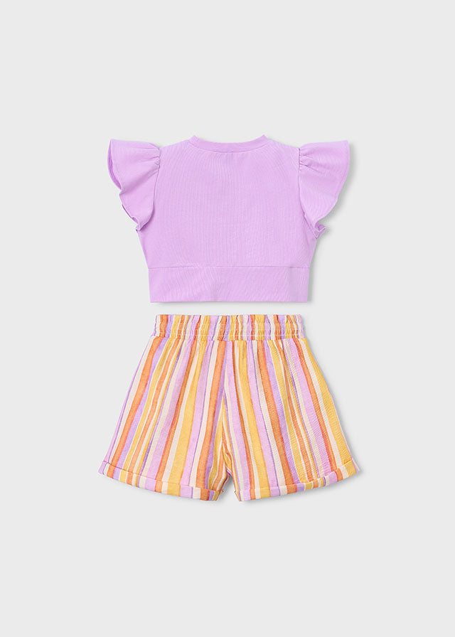 Mayoral Conjunto calção de riscas e t-shirt menina