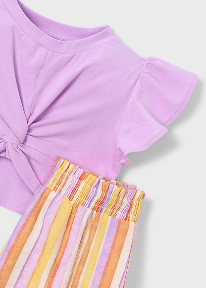 Mayoral Conjunto calção de riscas e t-shirt menina