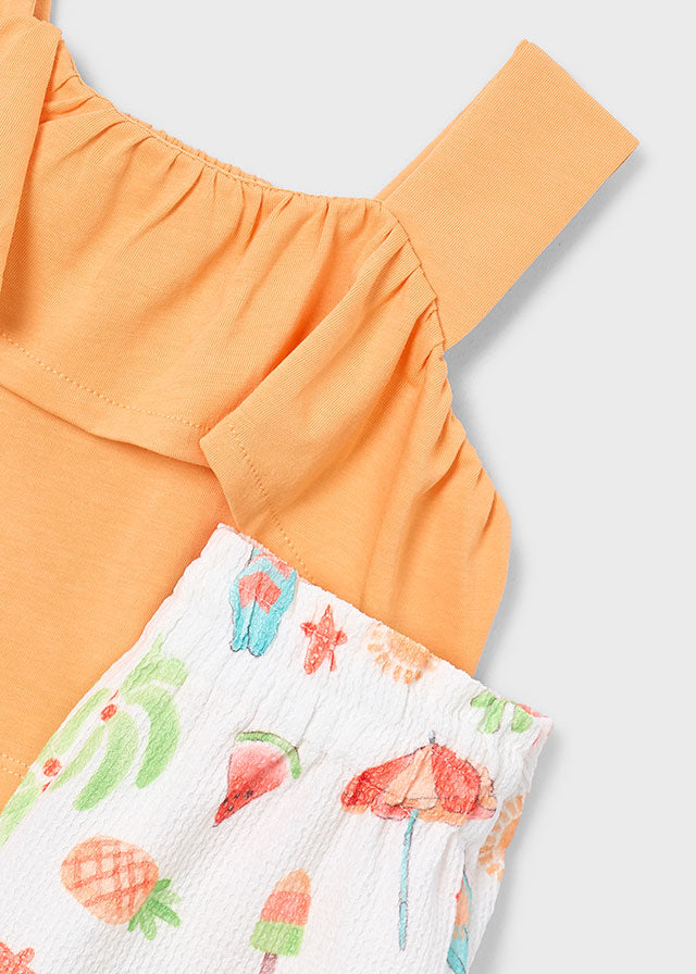 Mayoral Conjunto calção estampado e top folhos menina