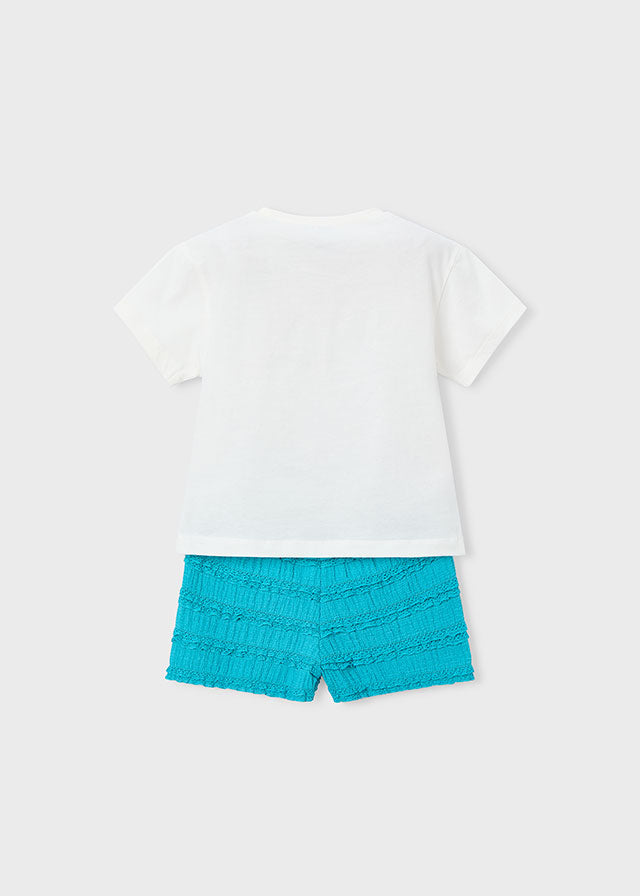 Mayoral Conjunto calção folhos e t-shirt estampada menina