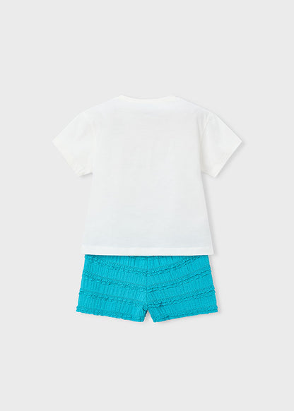 Mayoral Conjunto calção folhos e t-shirt estampada menina
