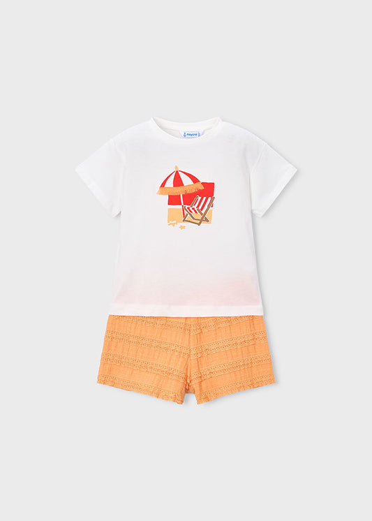Mayoral Conjunto calção folhos e t-shirt estampada menina