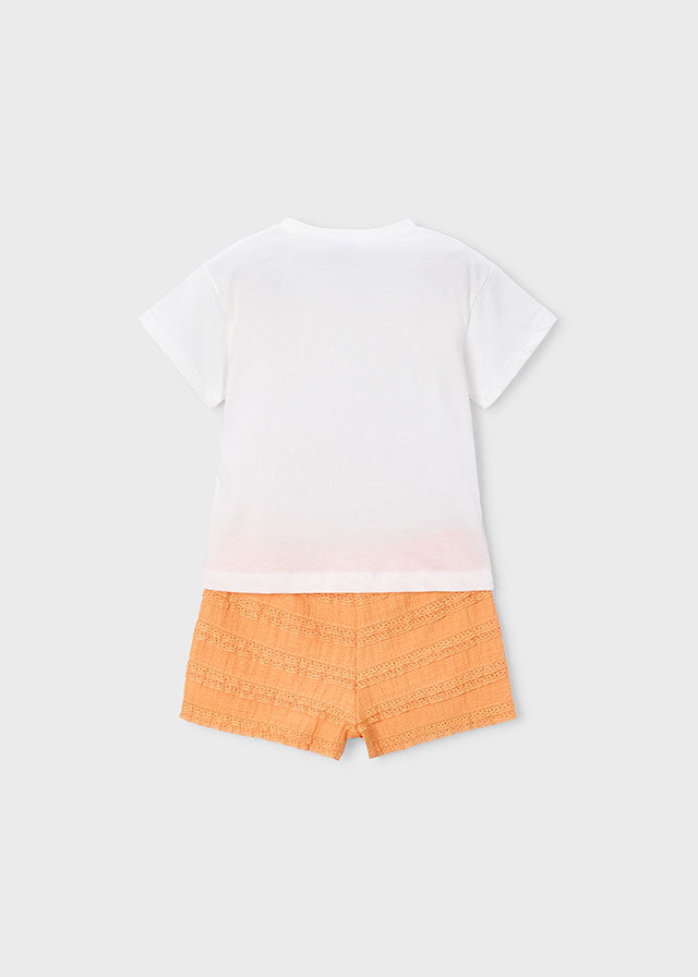 Mayoral Conjunto calção folhos e t-shirt estampada menina